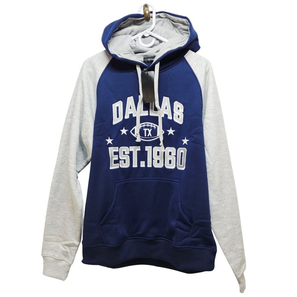 Dallas Est. 1860  Blue & Gray Clorpeak Mens Hoodie Medium